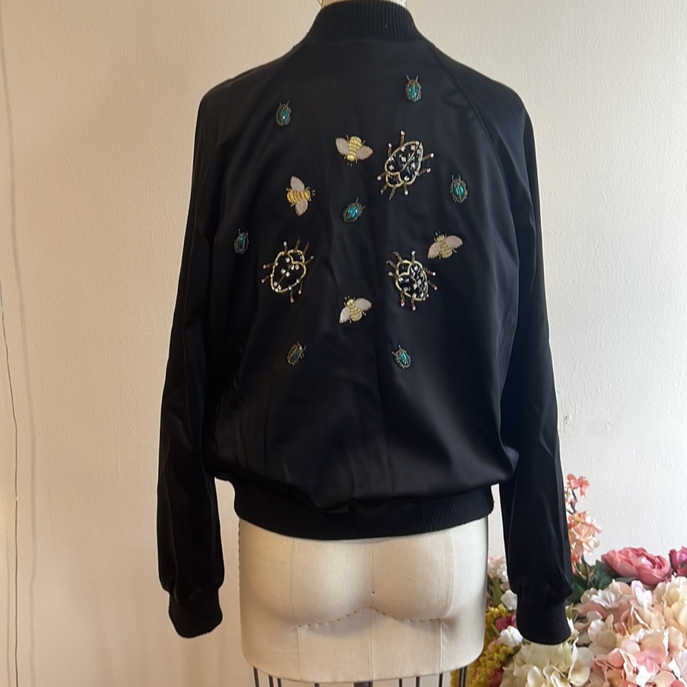 Embellished Beetle Bomber Jacket Gem